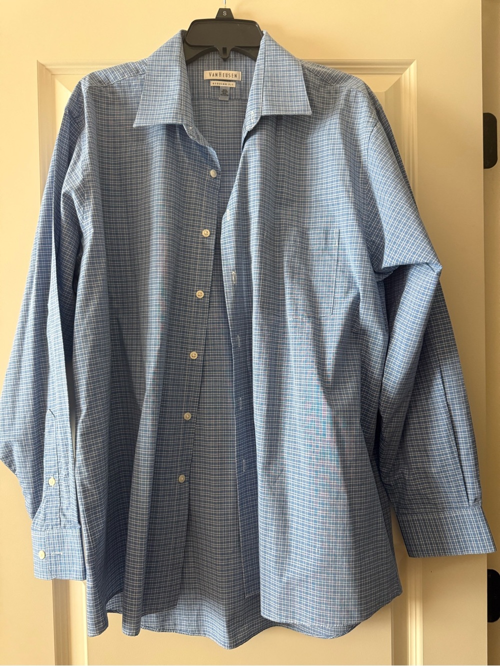 Van Heusen Light Blue Micro-Check Dress Shirt